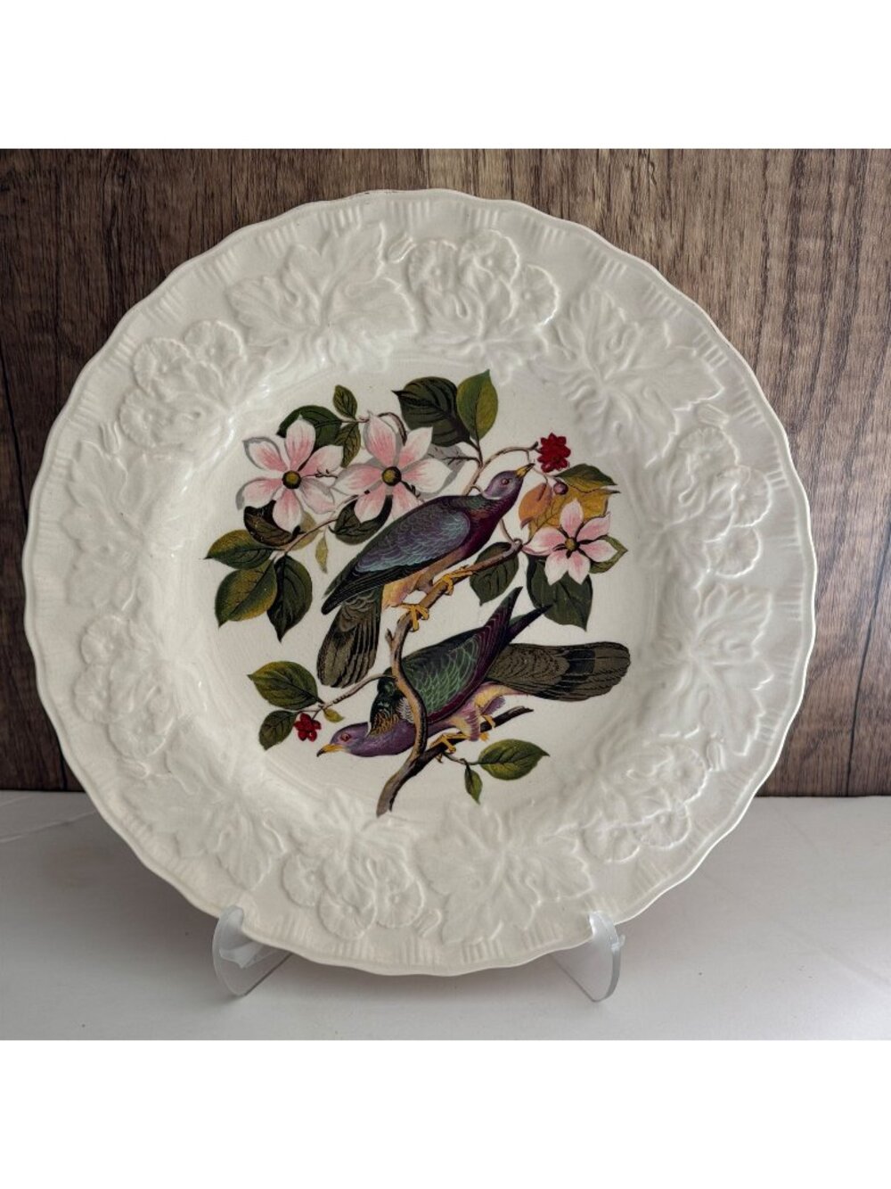 Vintage Alfred Meakin Birds of America Band Tailed Pigeon Plate 9" England 1940s
